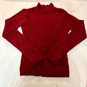 David Bitton Buffalo Wool Cable Knit Deep Red Turtleneck Women's Sweater Medium